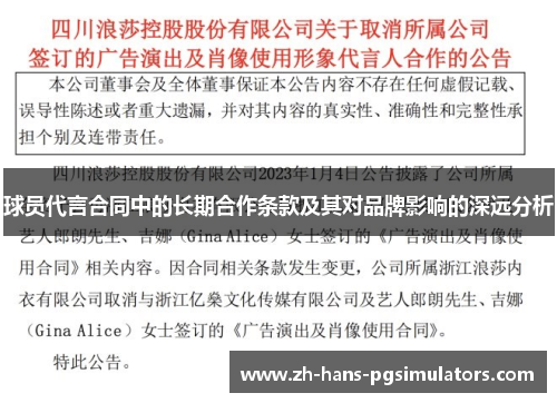 球员代言合同中的长期合作条款及其对品牌影响的深远分析
